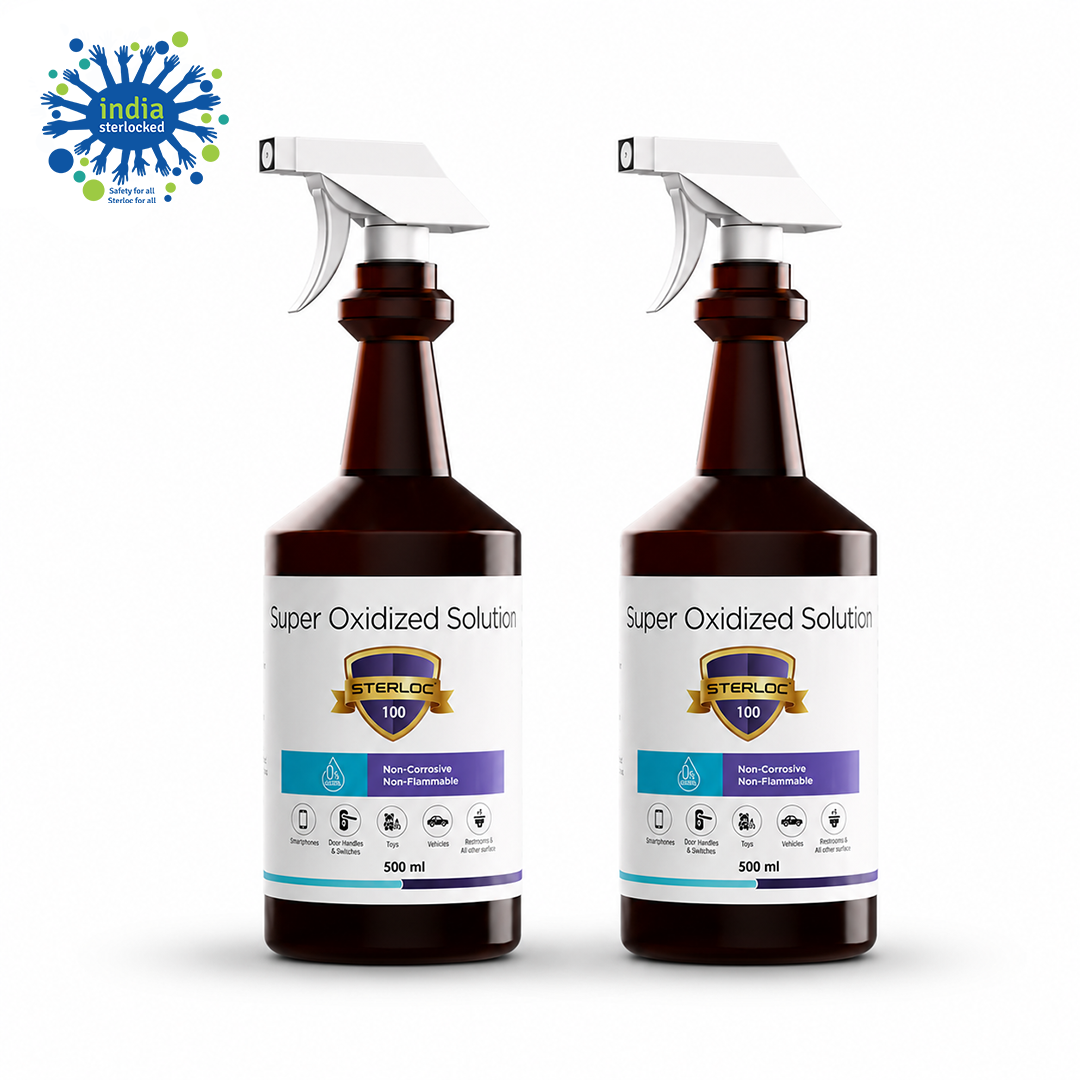 STERLOC 100PPM Combo Pack (2 x 500ml) HOCl Disinfectant Spray STERLOC 100PPM Combo Pack with two 500ml HOCl disinfectant spray bottles for home, workplace, and everyday hygiene